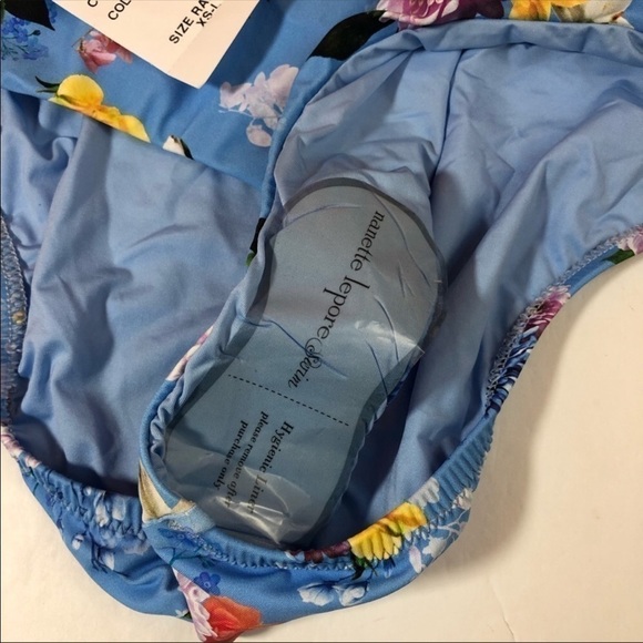 Nanette Lepore Blue Floral Swim Bikini Bottom S - Picture 7 of 7